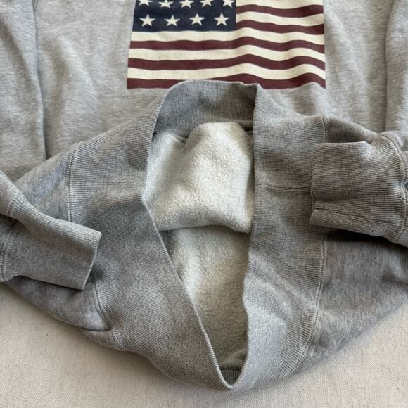 Vintage 90s Polo Ralph Lauren USA American Flag Hoodie Sweatshirt Medium Grey - Picture 5 of 7